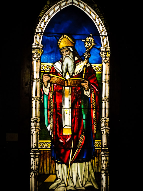 Stained glass art of Saint Augustine