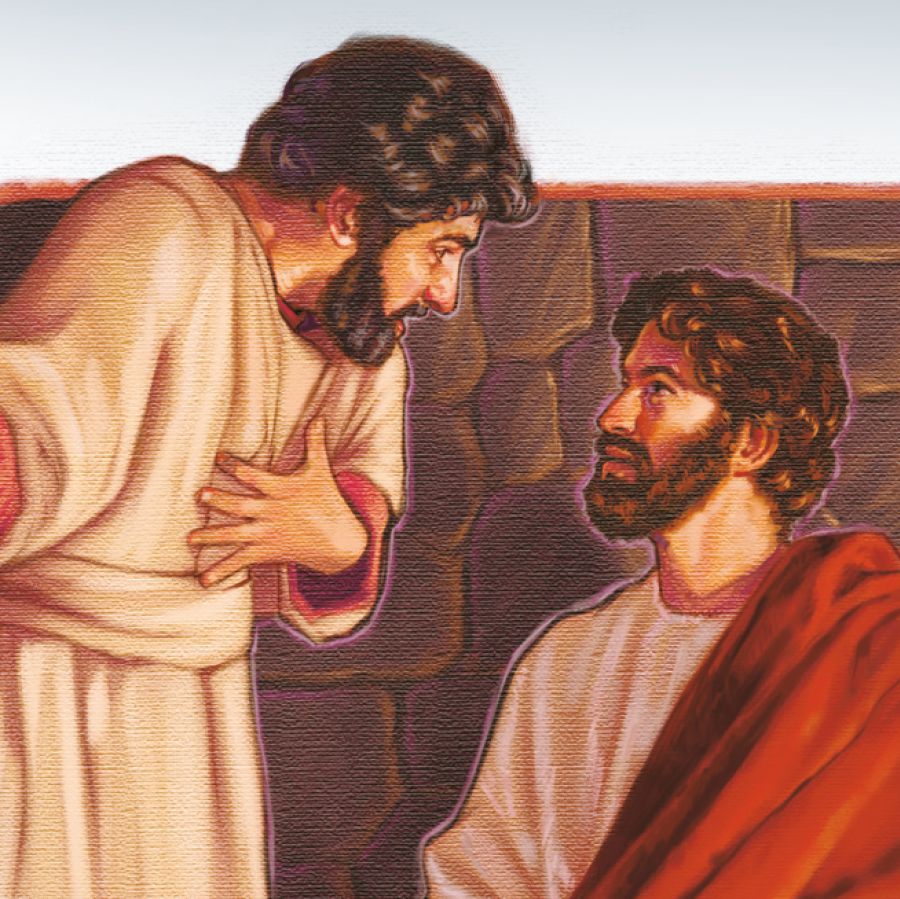 Christ teaching Peter about forgiveness