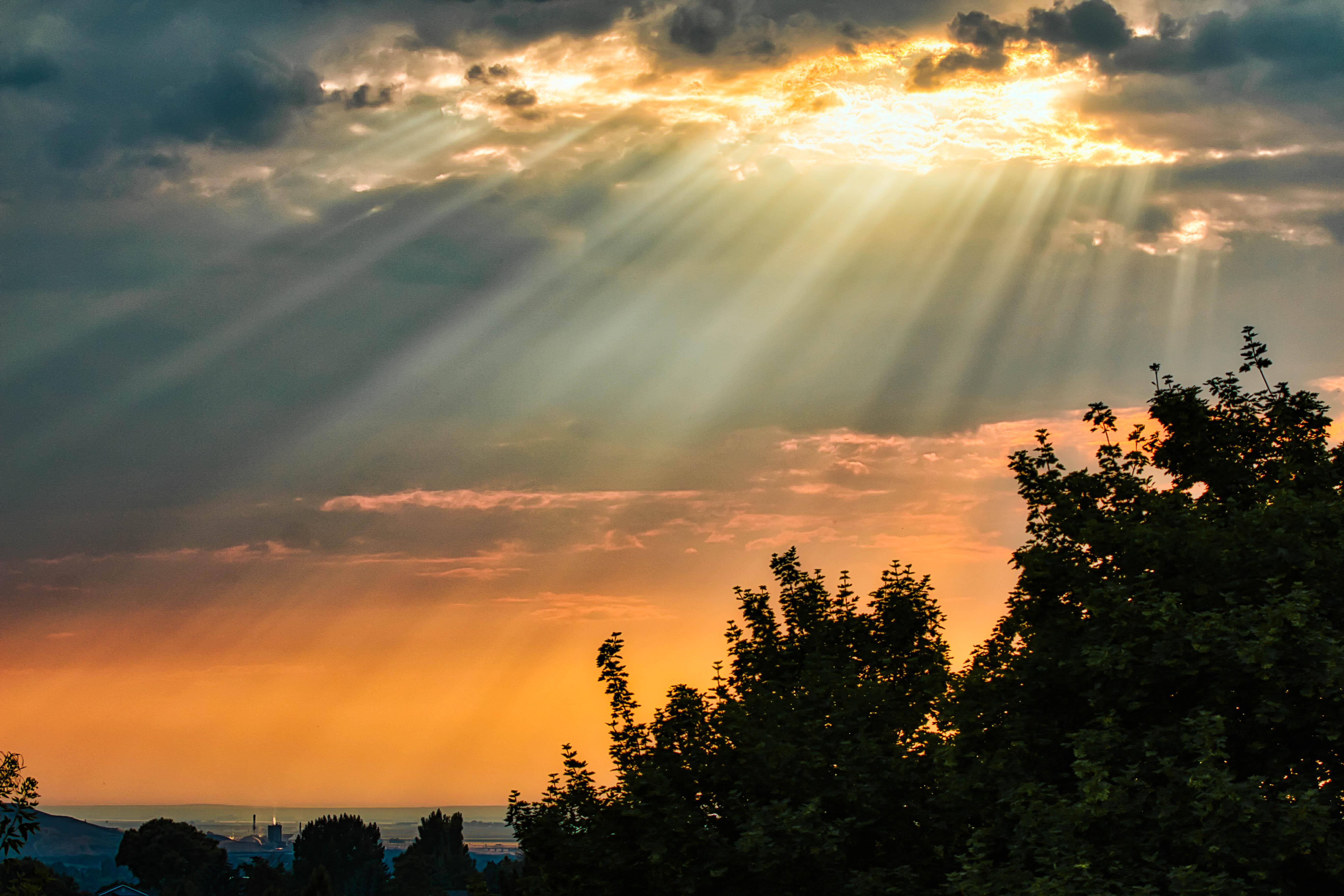 Light shining through clouds