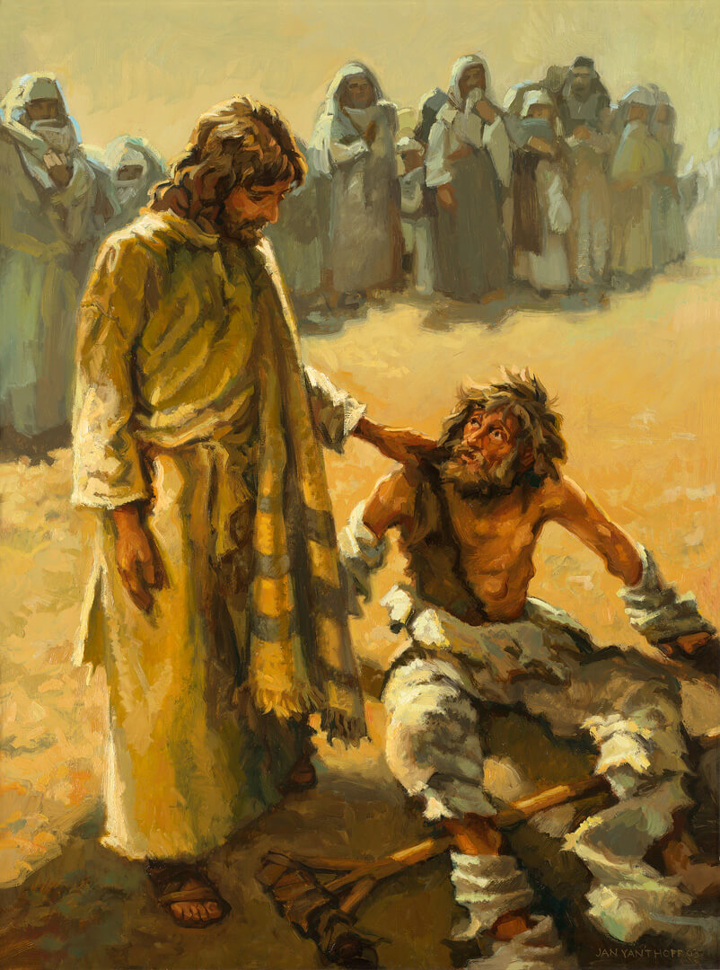 Jesus healing leper painting